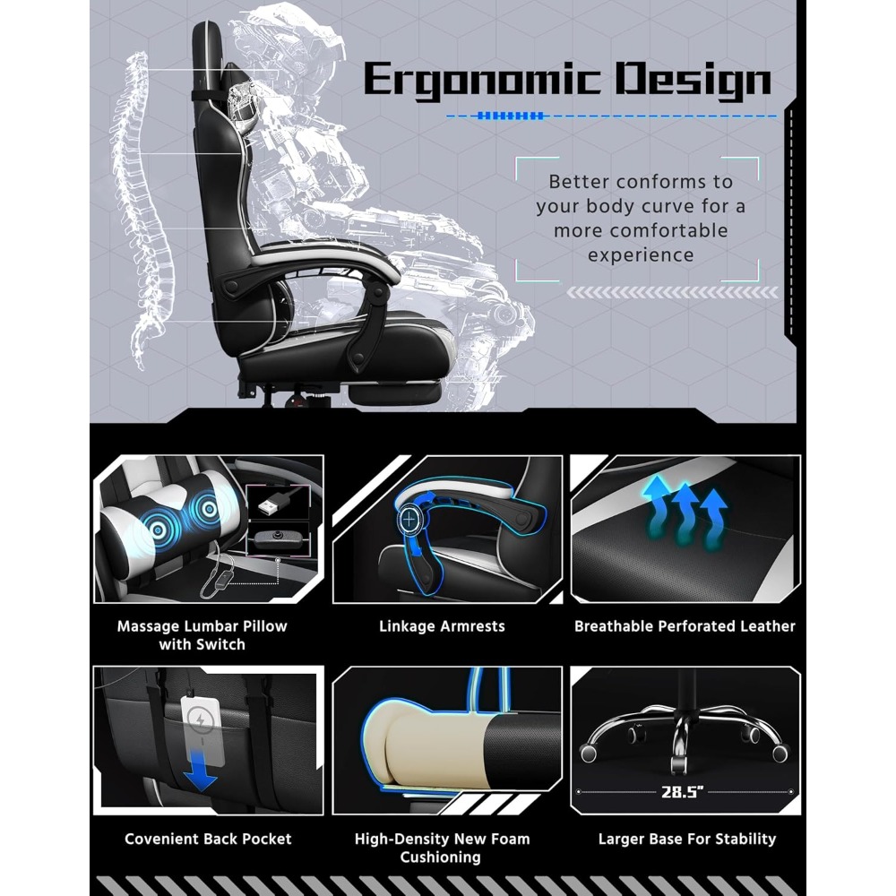 Cadeira de jogos ergonômica pe - Office X Furniture avaliação e preço